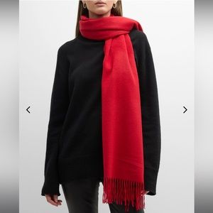 NWT Crimson Red Cashmere Scarf Foulard Pashmina fringe wrap w zipper dust bag